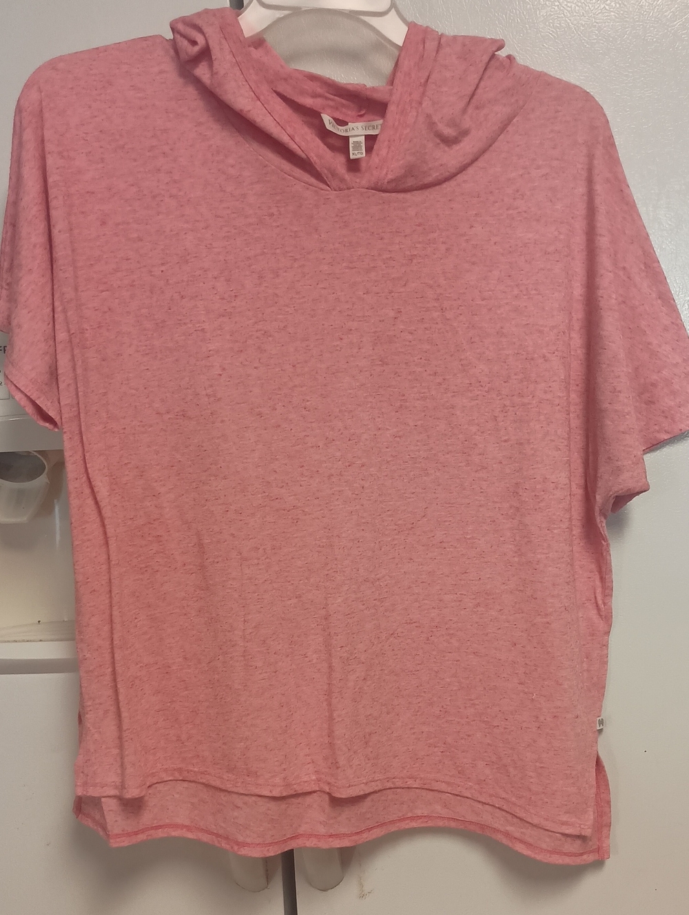 Victoria's Secret Heathered Pink Short Sleeve Hooded Tee Women's Size Xl